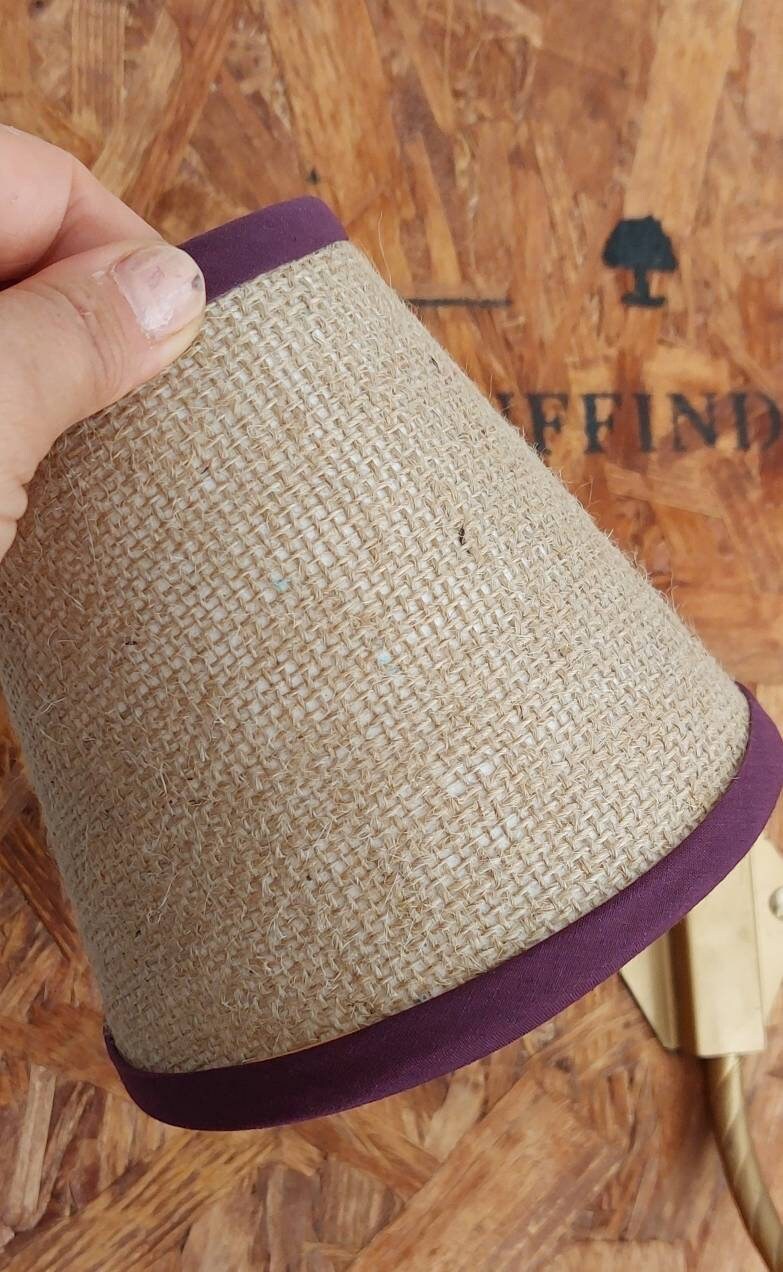 Hessian Candle Clip Lampshade With Trim