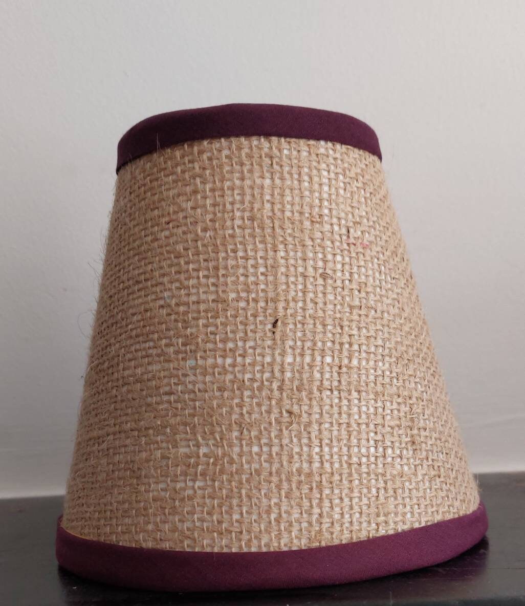 Hessian Candle Clip Lampshade With Trim