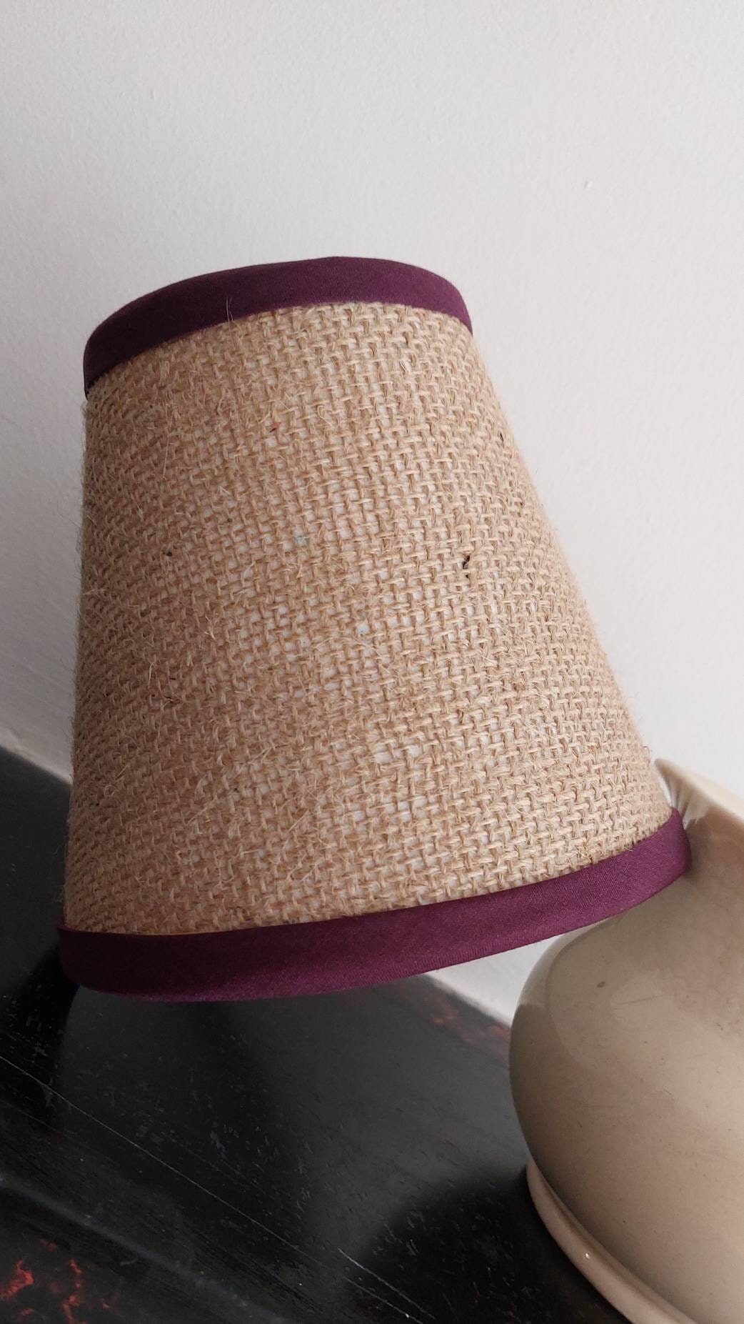 Hessian Candle Clip Lampshade With Trim