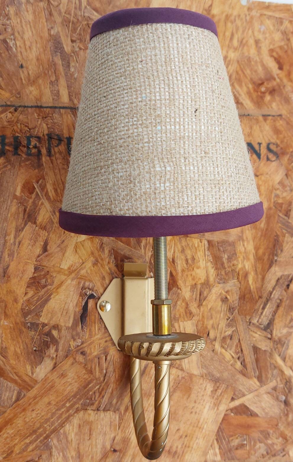 Hessian Candle Clip Lampshade With Trim