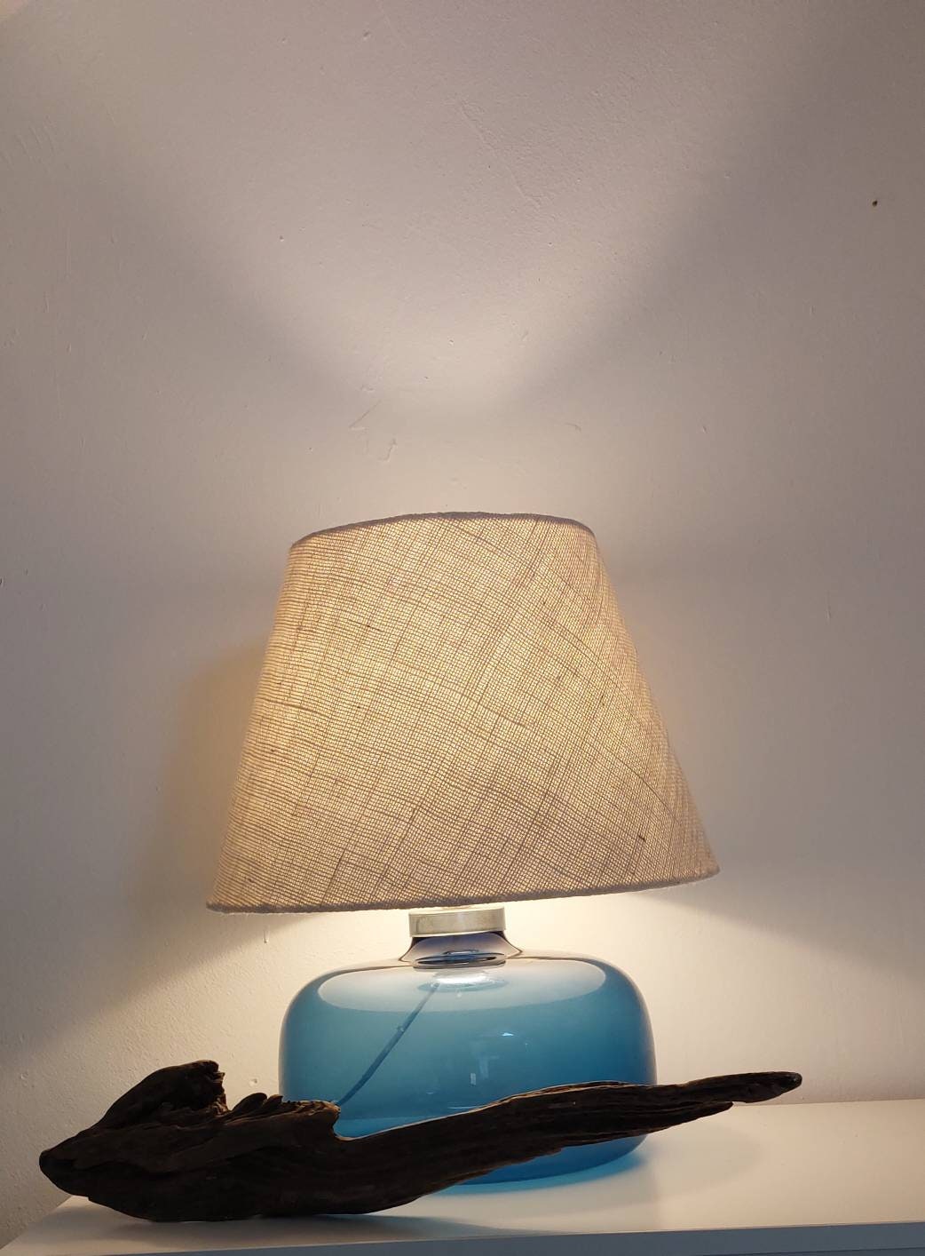 White natural hessian lampshade tapered or coolie
