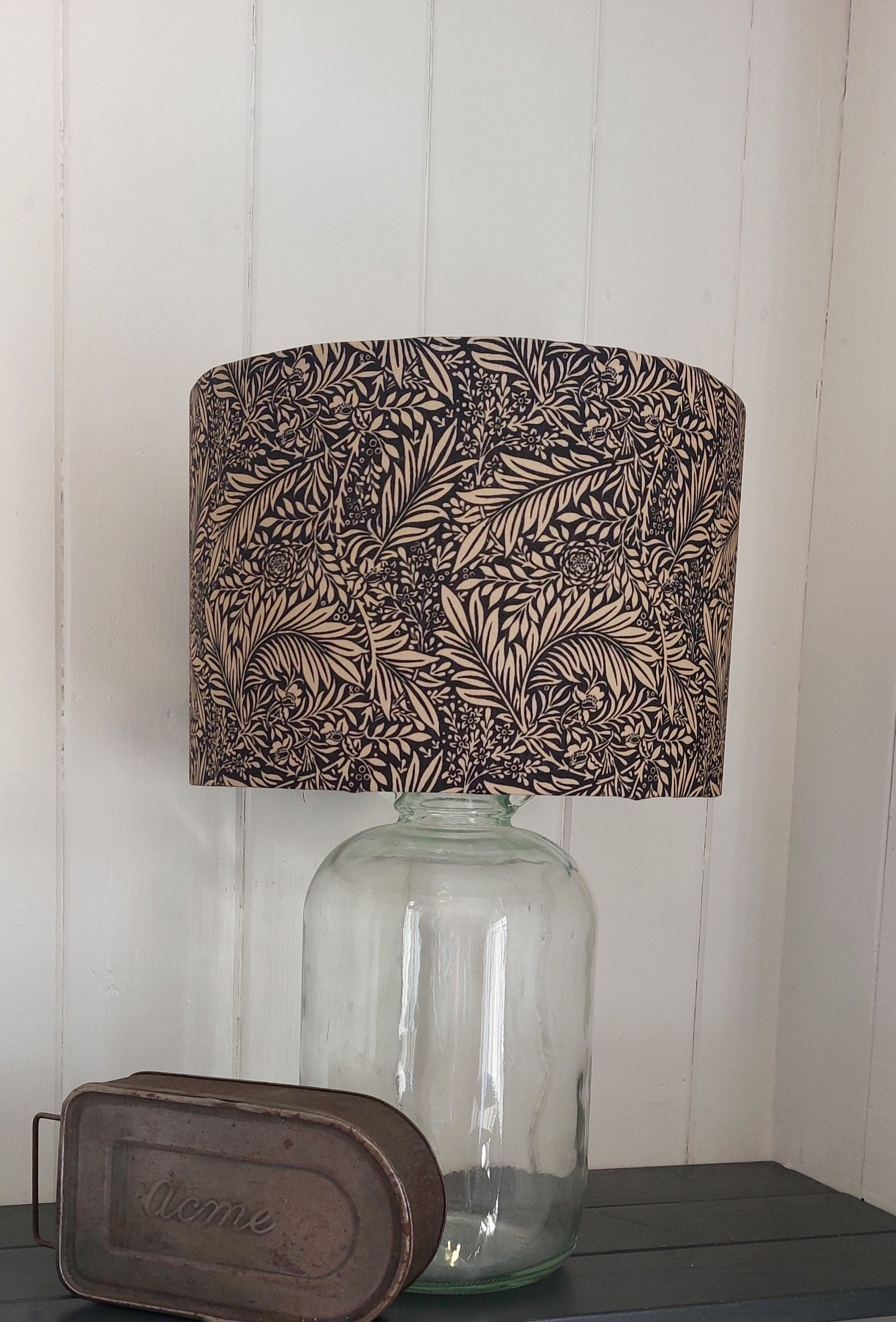 William Morris drum lampshade black 