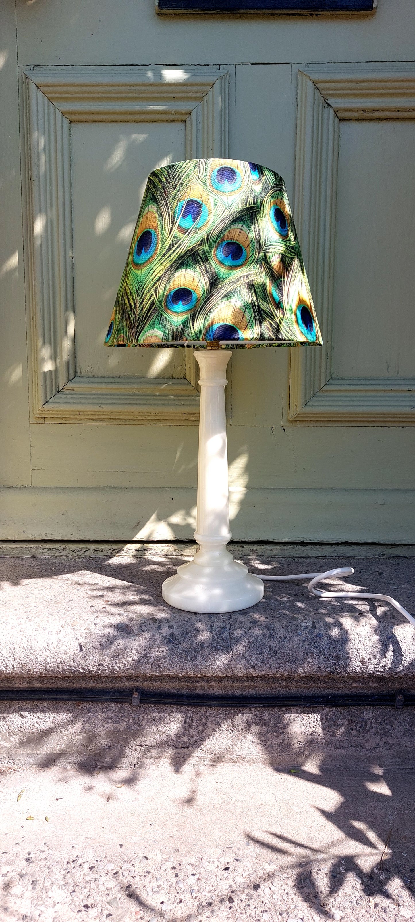 Peacock feather tapered lampshade