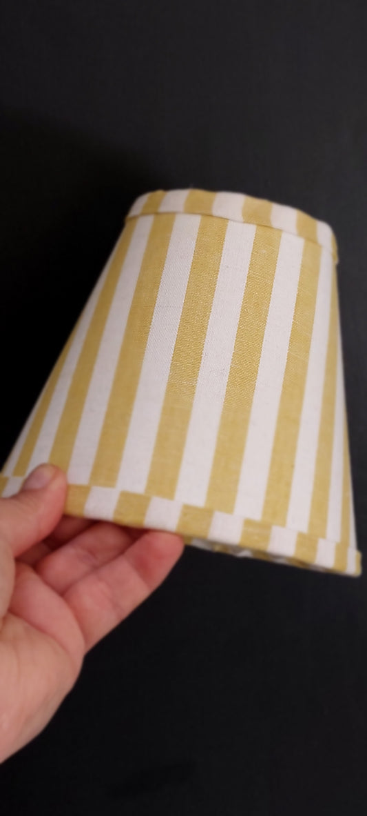 Yellow stripes Candle Clip Lampshade with trim