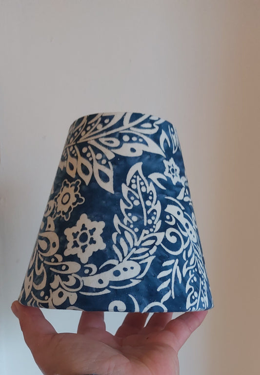 Paisley blue candle clip lampshade handmade 