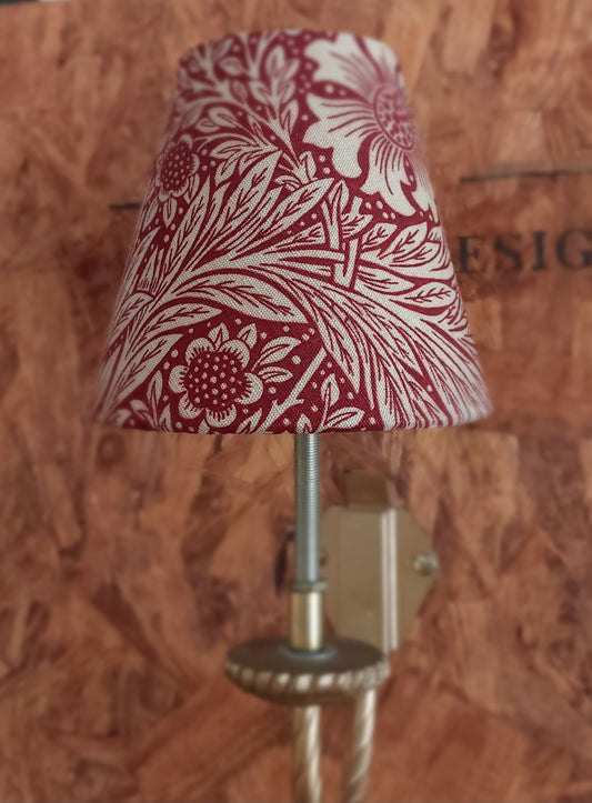 William Morris marigold red burgundy candle clip lampshade