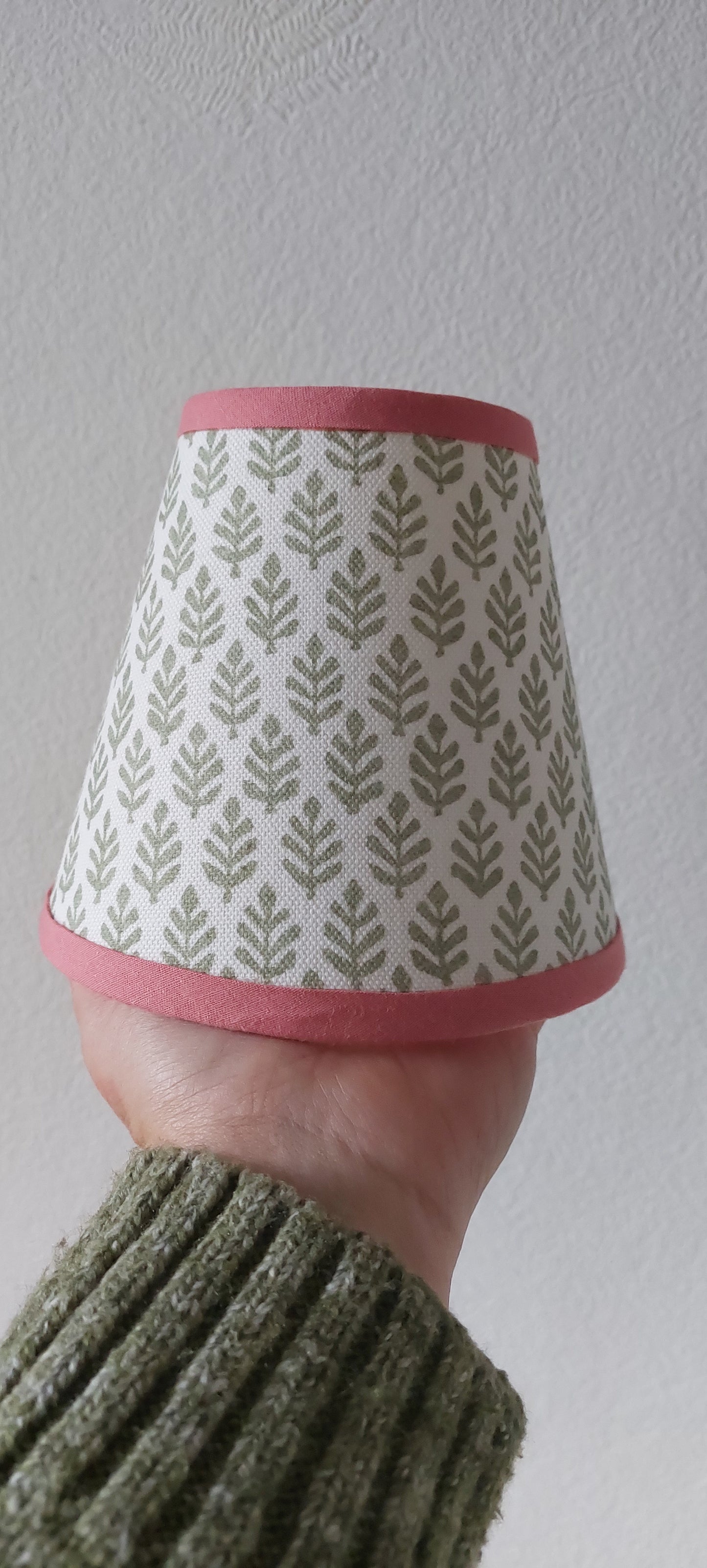 Green Leaves Candle Clip Lampshade With Color Trim Choice