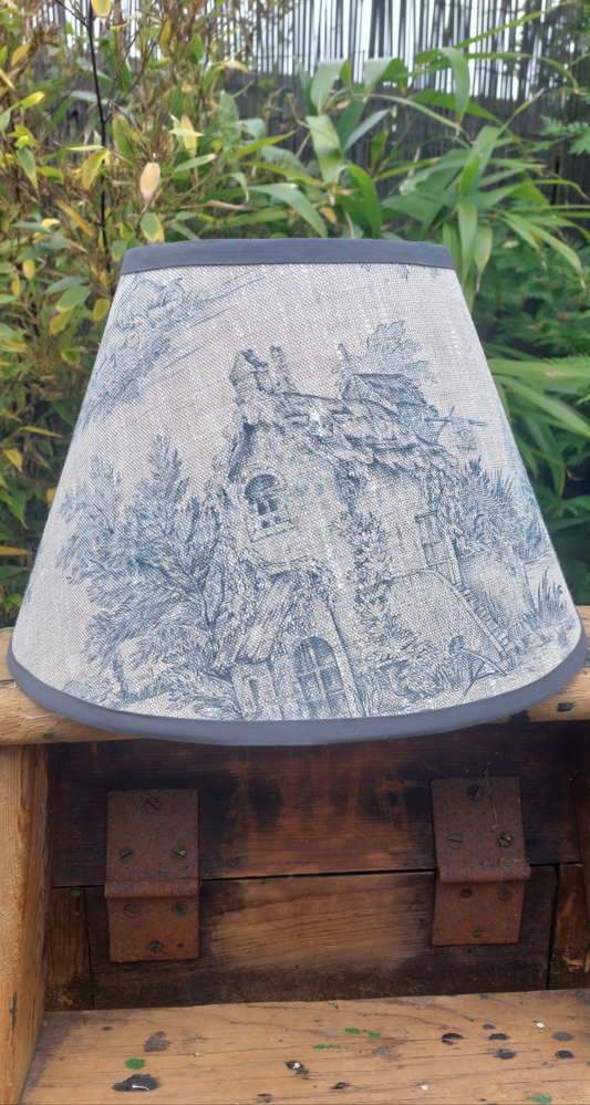 French toile de Jouy blue tapered lampshade