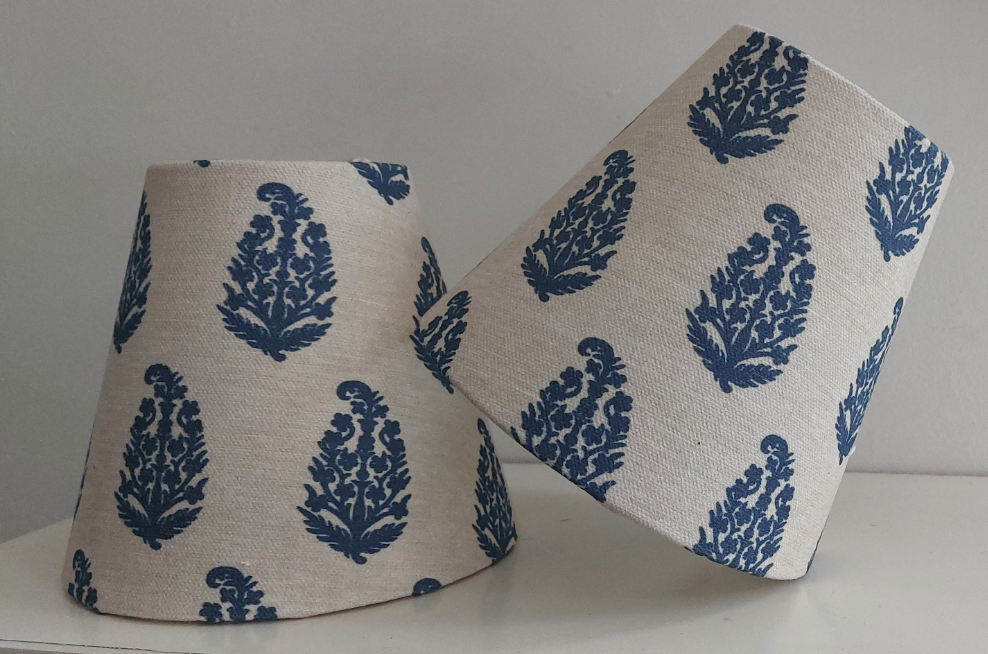 Paisley Indigo Oatmeal Candle Clip Lampshade for Wall Lights Chandeliers