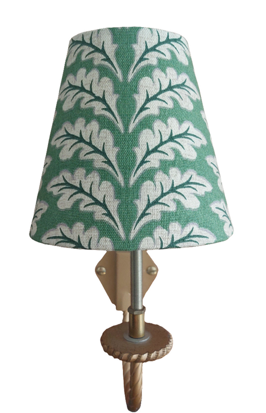 William Morris handmade candle clip lampshade green leaves wall lights 