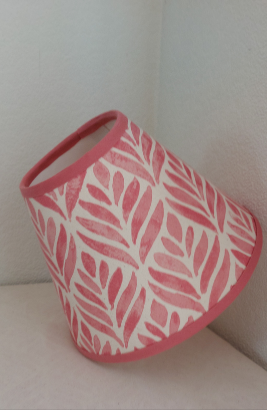 Tapered pink leaf floral lampshade handmade 