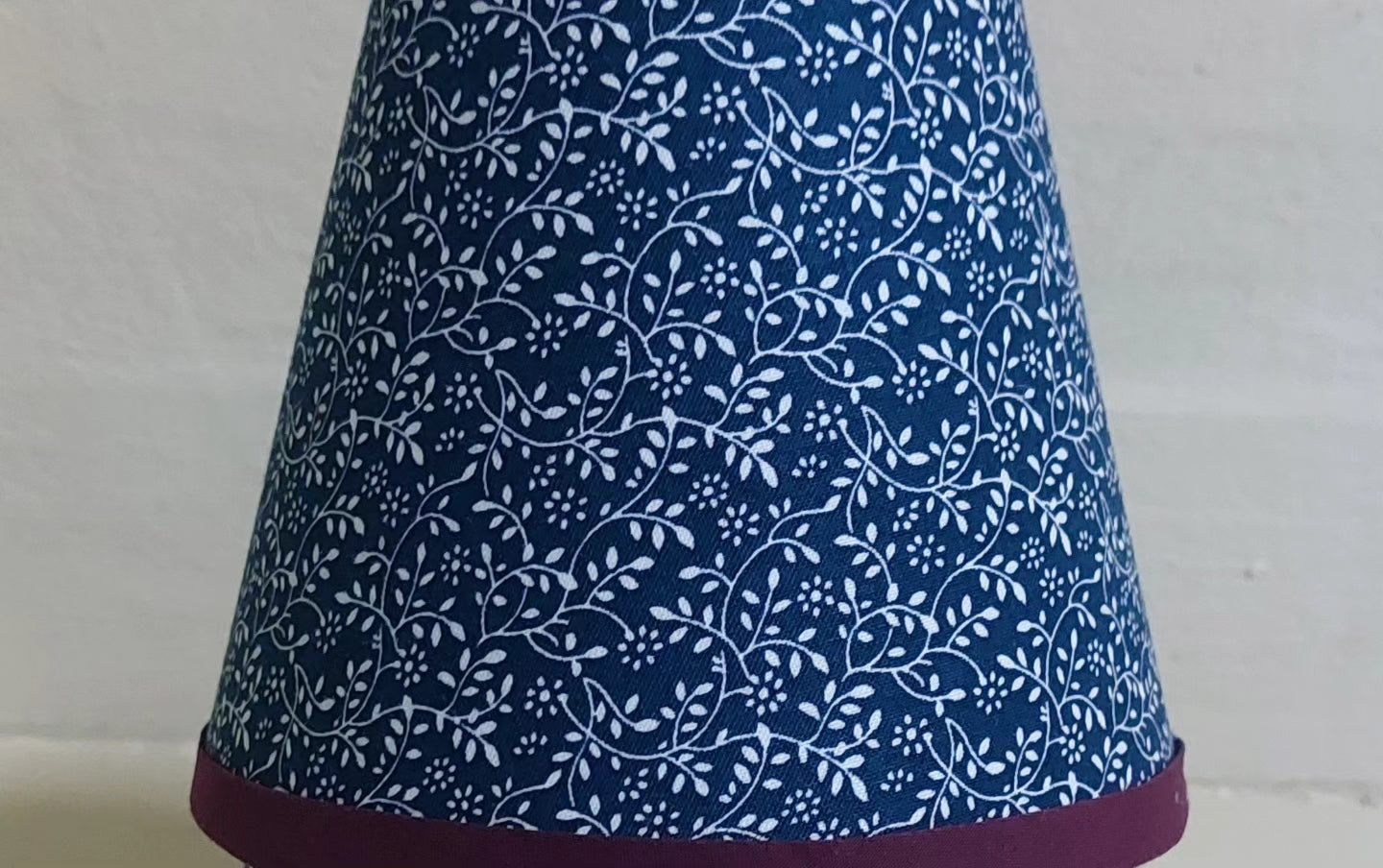 Navy floral candle clip lampshade with trim