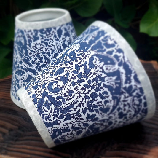 Liberty fabric paisley navy candle clip lampshade