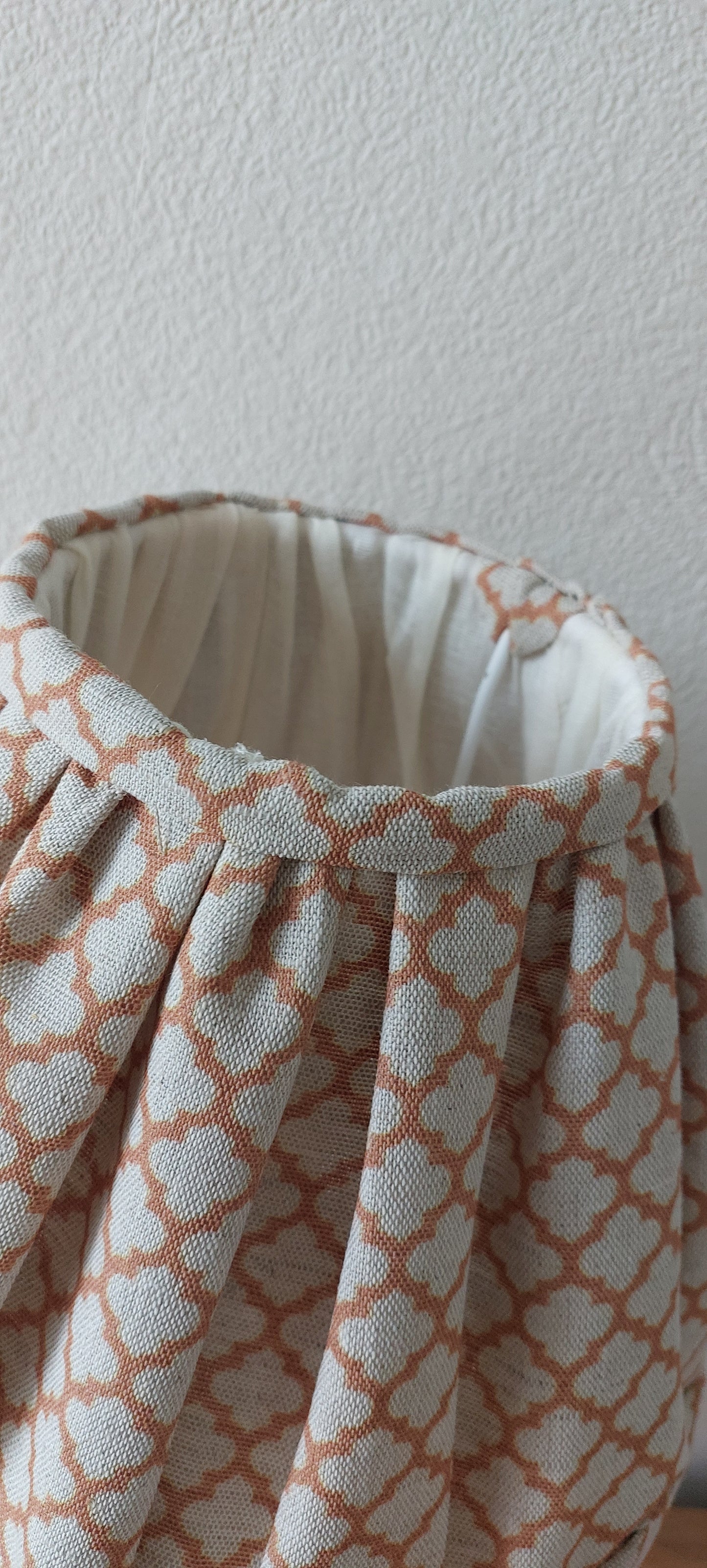 Handsewn pleated gathered linen rustic lampshade.