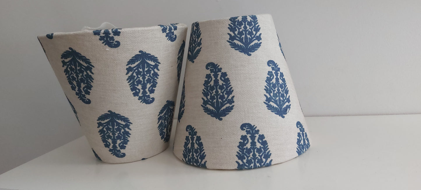 Paisley Indigo Oatmeal Candle Clip Lampshade for Wall Lights Chandeliers