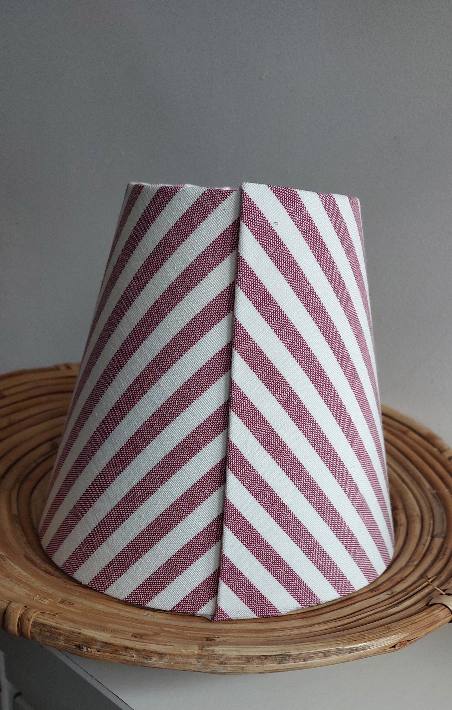 Candy Stripe Burgundy  Candle Clip Lampshade Small Beside