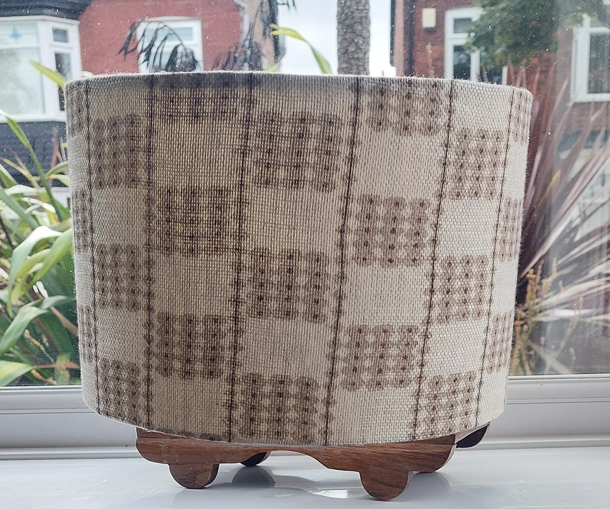 Check board linen drum or tapered lamp shade