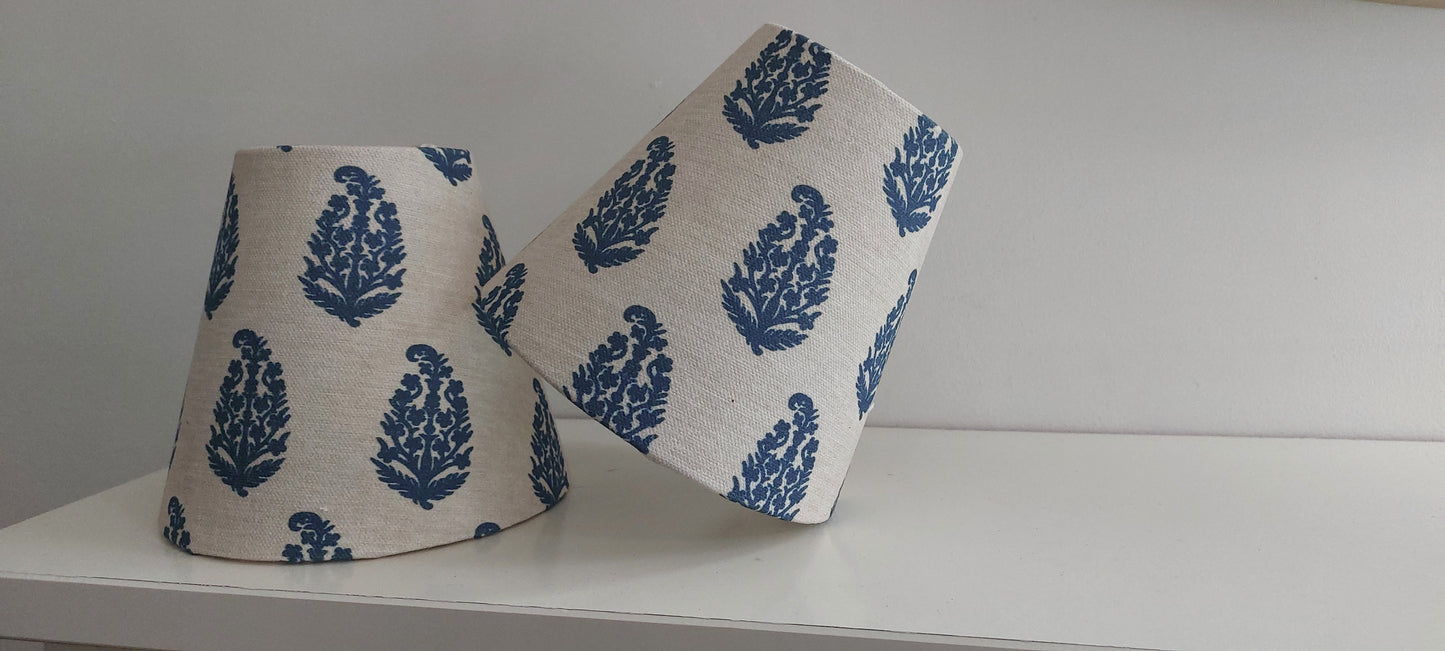 Paisley Indigo Oatmeal Candle Clip Lampshade for Wall Lights Chandeliers
