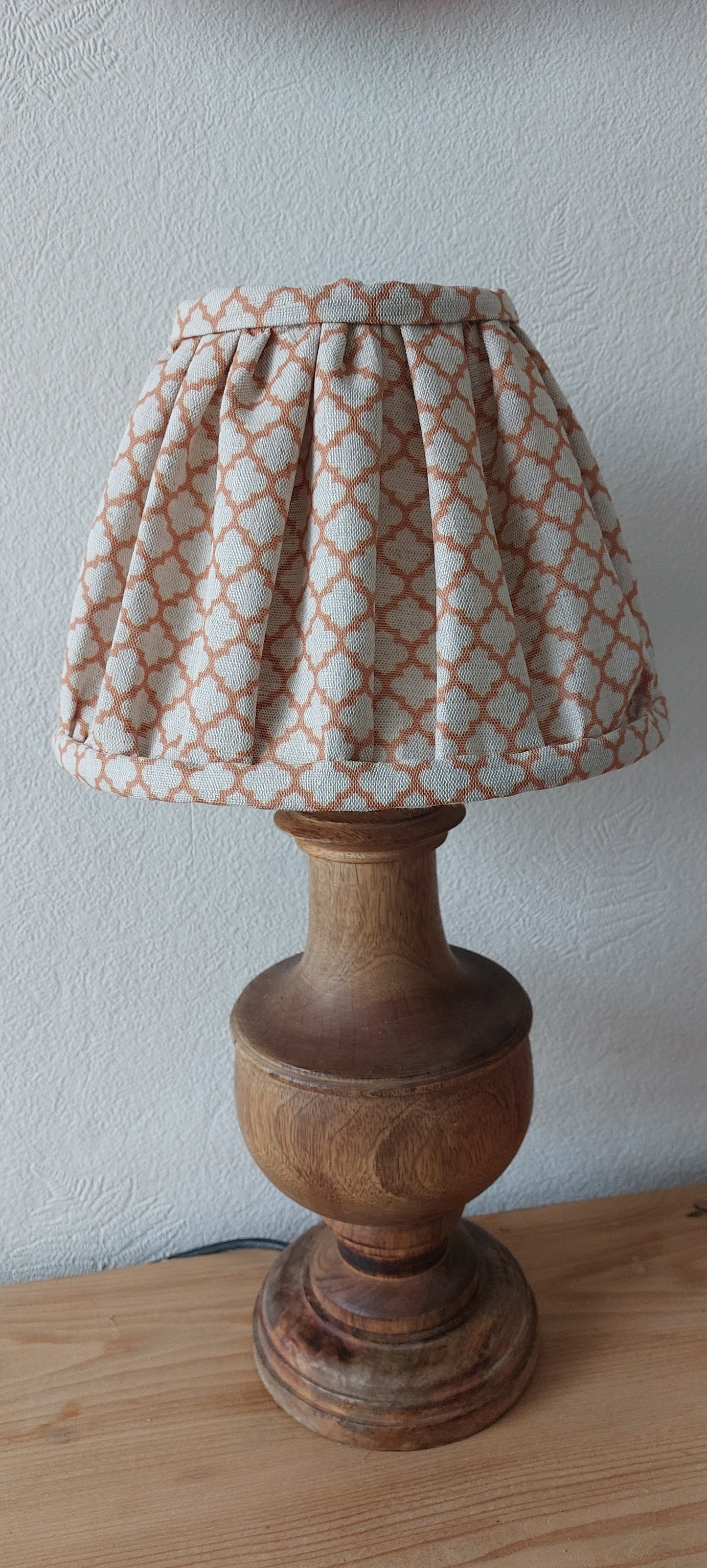 Handsewn pleated gathered linen rustic lampshade.