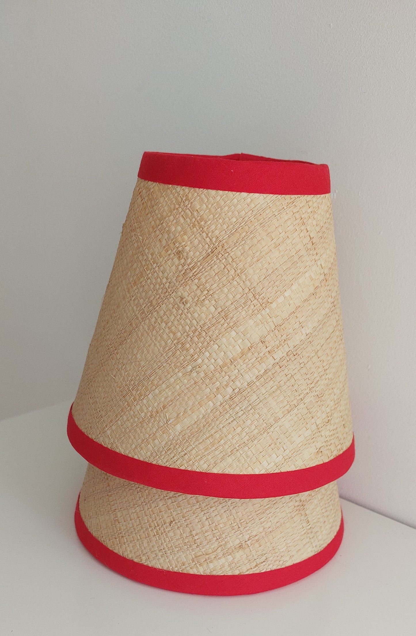 Candle clip lampshade raffia  bright red trim chandelier lamp shades 
