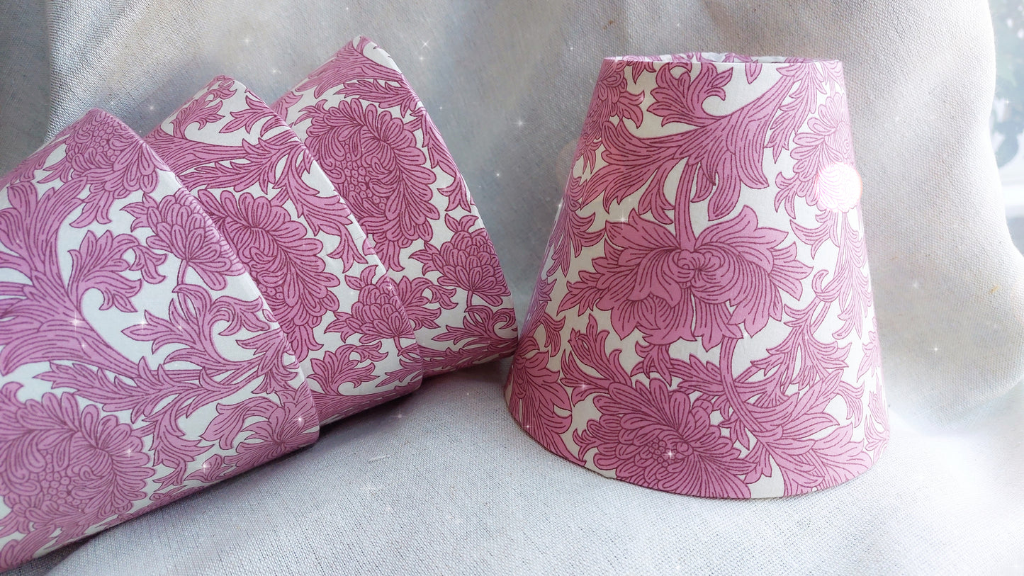 William Morris pink chrysantus candle clip scone  lampshade