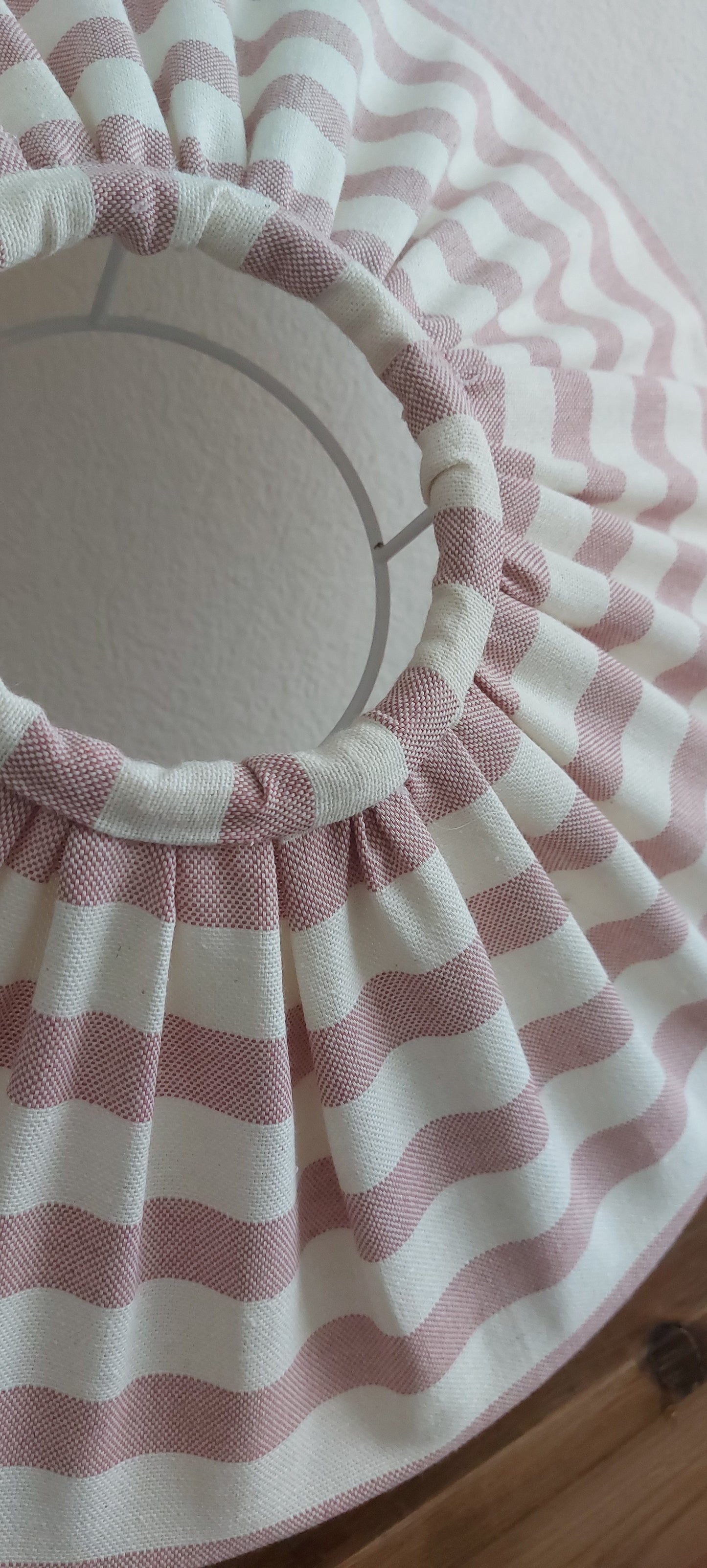Handsewn Pleated Tiffany Rose Pink Stripe Lampshade