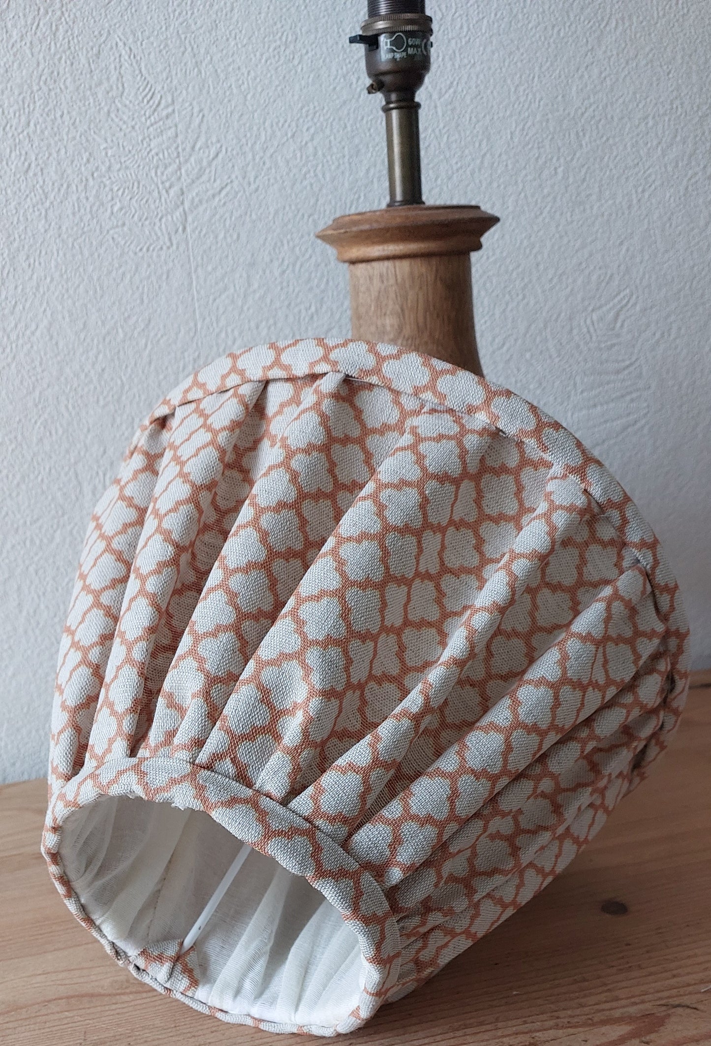 Handsewn pleated gathered linen rustic lampshade.