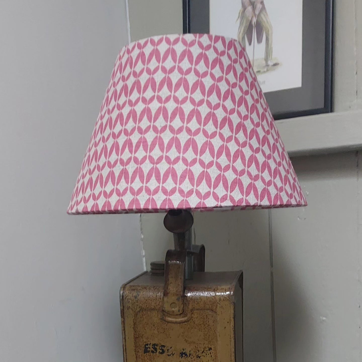 Linen Red handmade  tapered lampshade