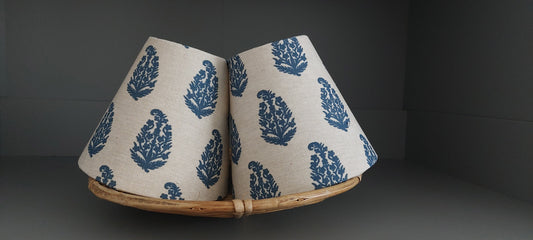Paisley Indigo Oatmeal Candle Clip Lampshade for Wall Lights Chandeliers