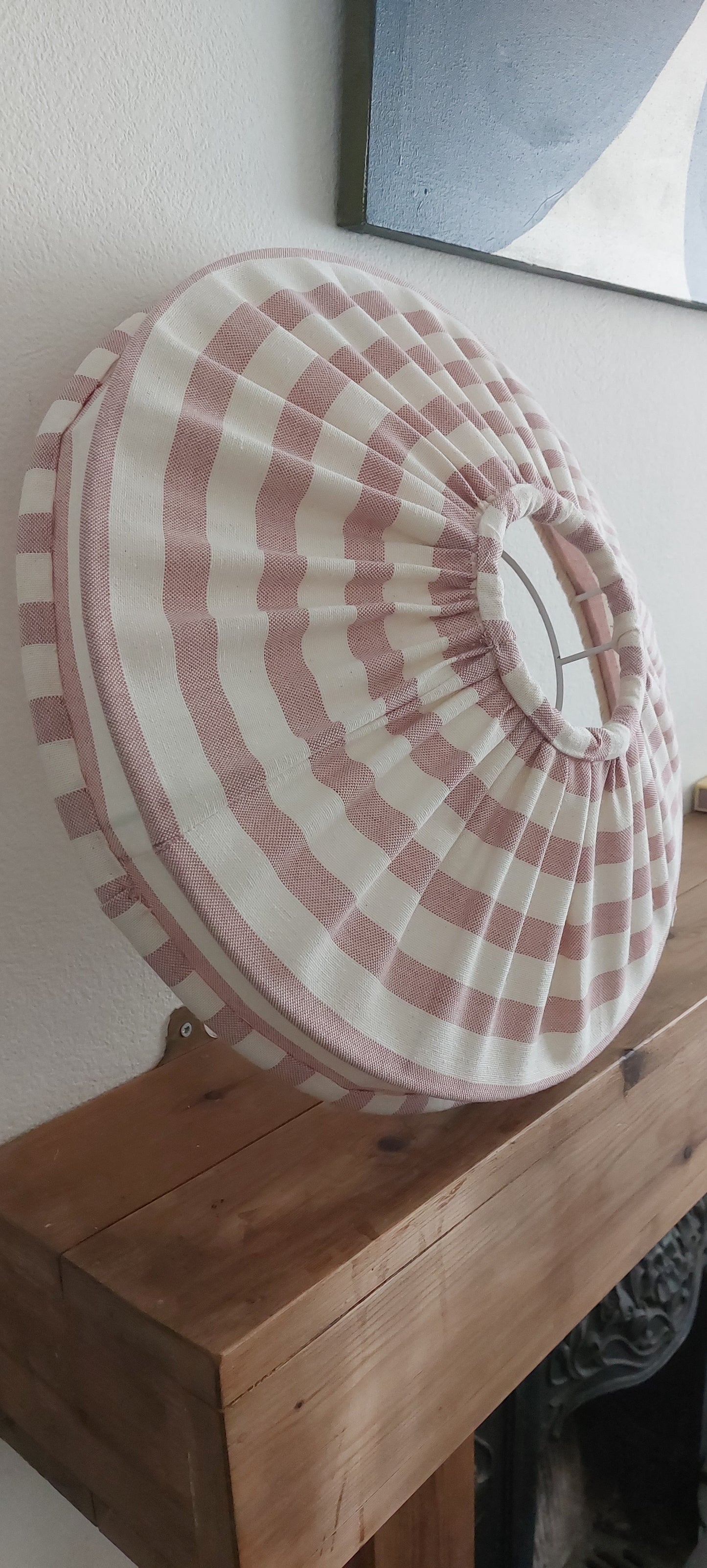 Handsewn Pleated Tiffany Rose Pink Stripe Lampshade