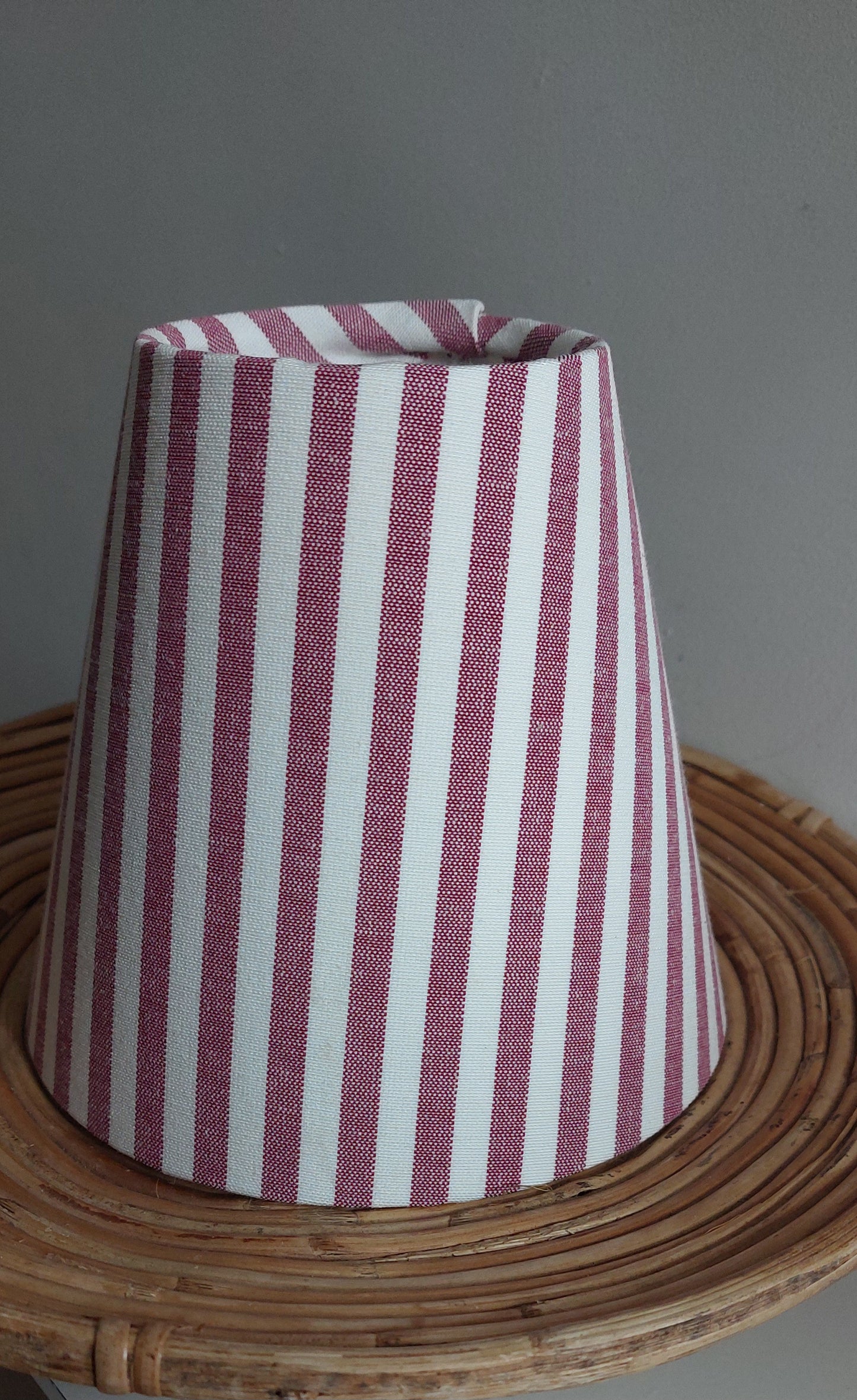 Candy Stripe Burgundy  Candle Clip Lampshade Small Beside