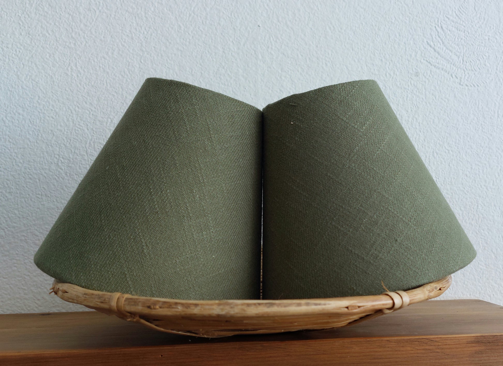 Khaki green linen  candle clip lampshade 