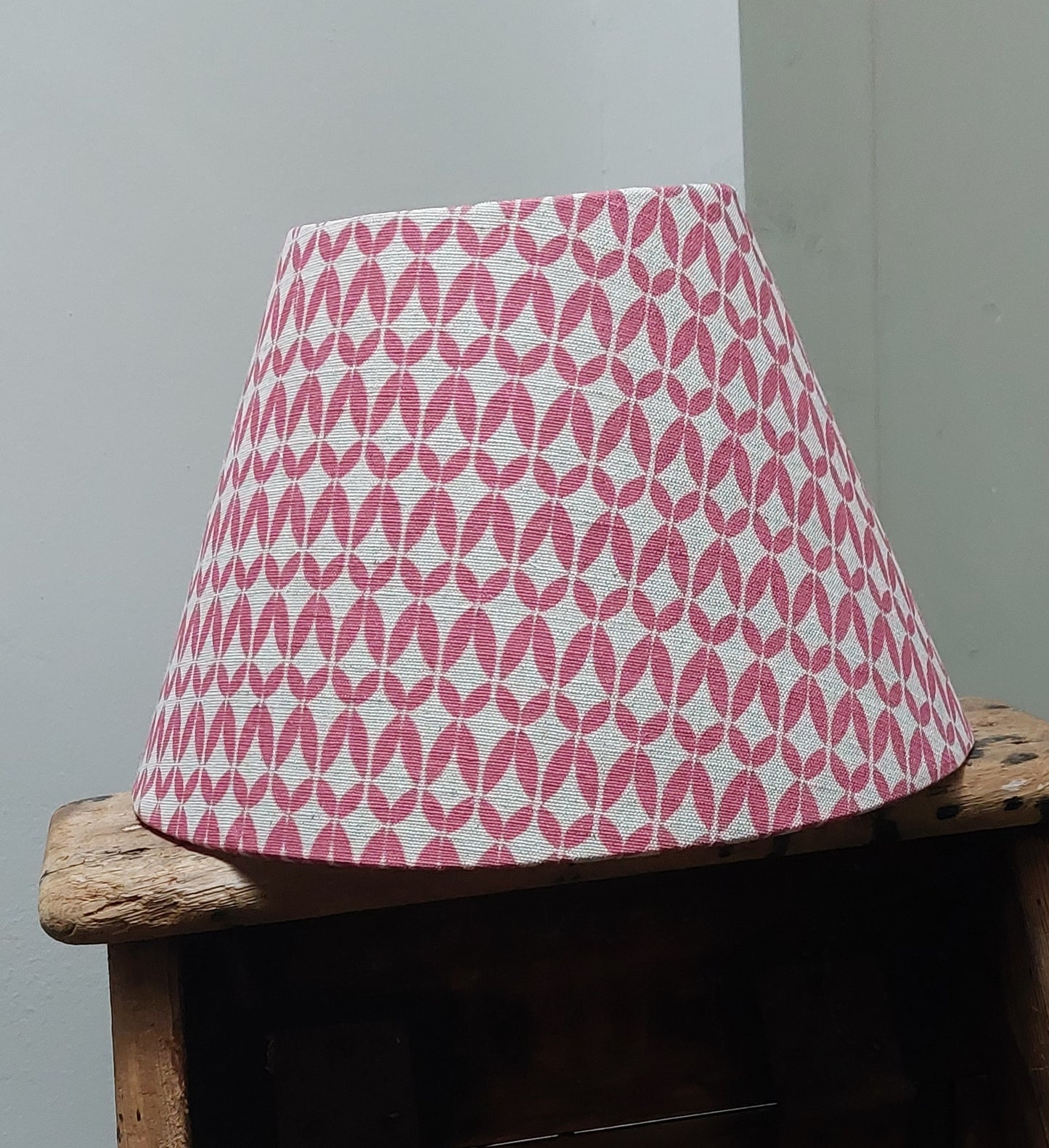 Linen Red handmade  tapered lampshade