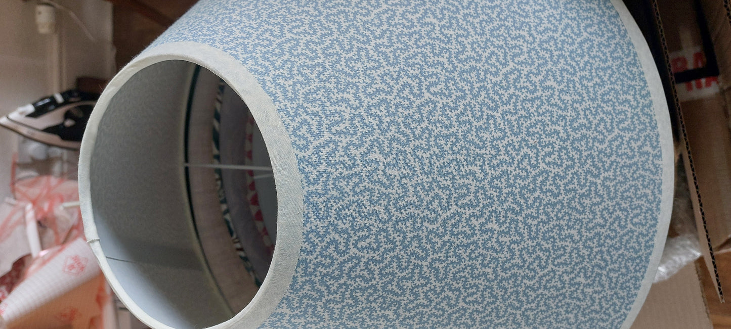 Ian Sanderson Blue lampshade white trim tapered or coolie