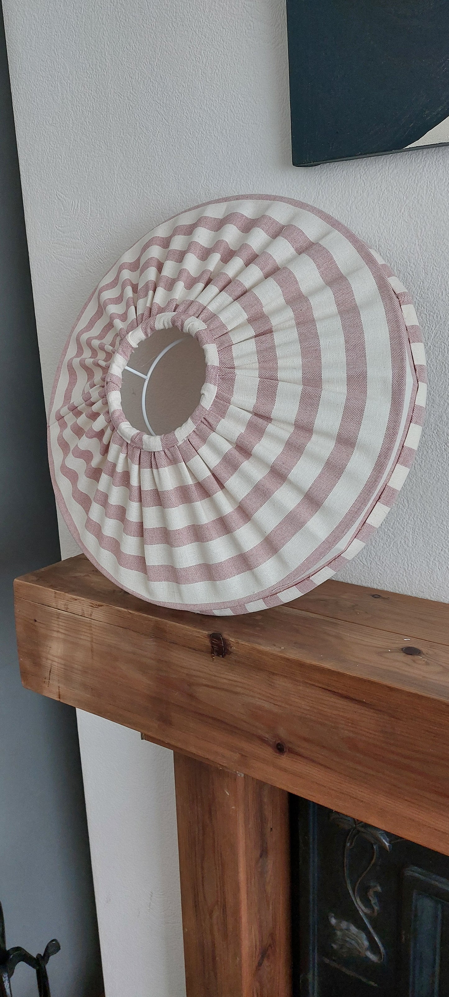 Handsewn Pleated Tiffany Rose Pink Stripe Lampshade