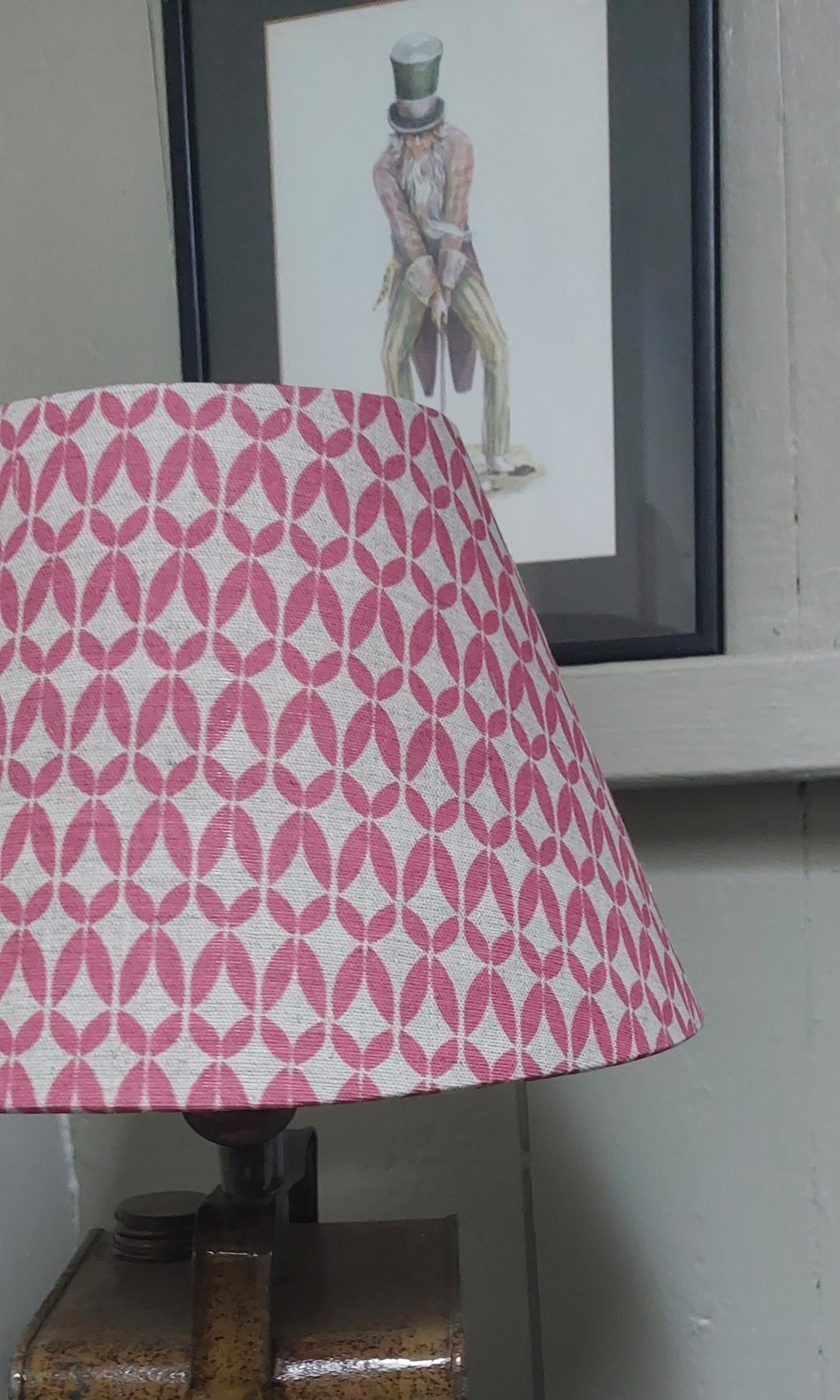 Linen Red handmade  tapered lampshade