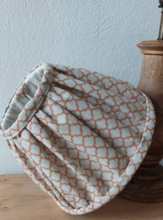 Handsewn pleated gathered linen rustic lampshade.
