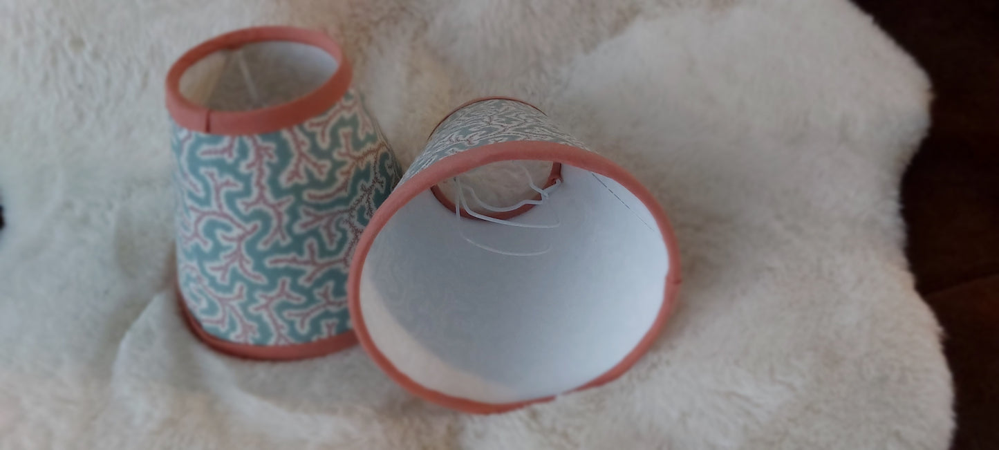 Blue Sanderson Candle Clip Lampshade With Peavh trim