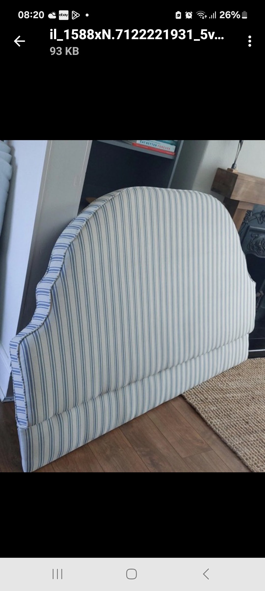 Double headboard in Paisley Blue