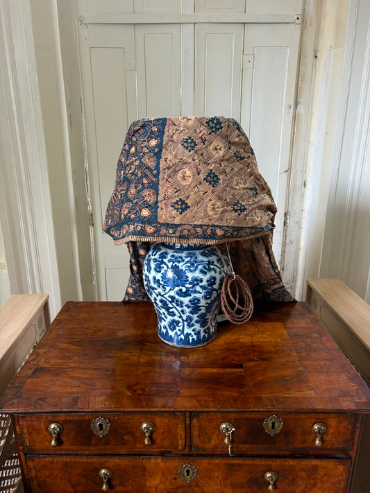5x bespoke  pleated lampshades, customers fabric 4x40 cm 1x45 cm