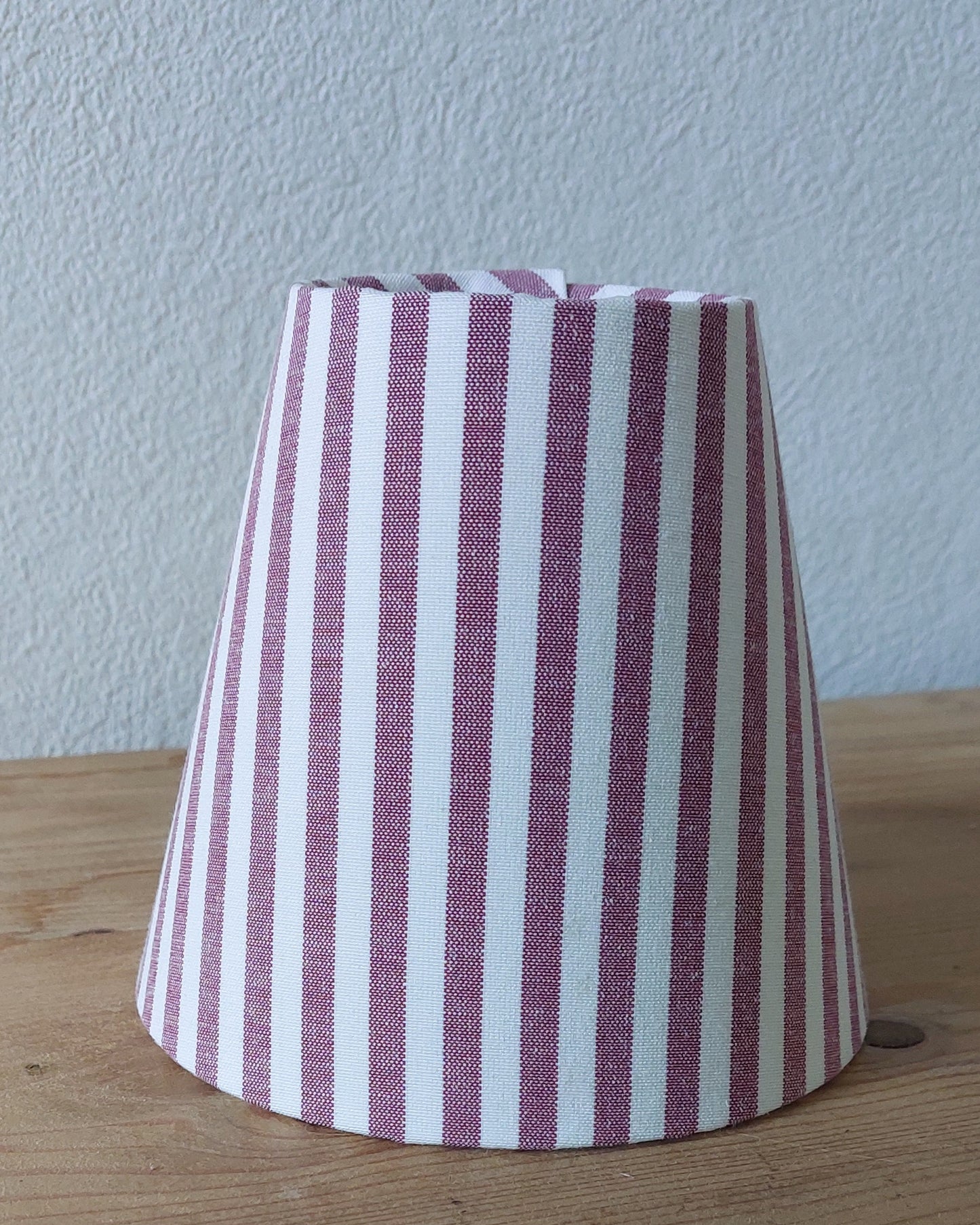 Candy Stripe Burgundy  Candle Clip Lampshade Small Beside