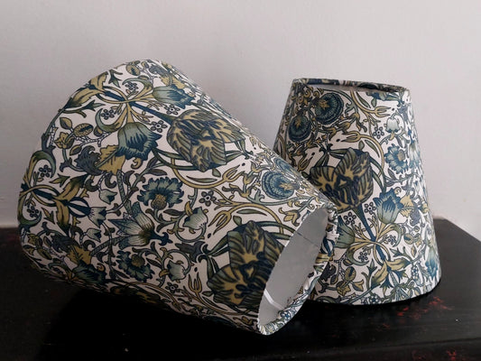 Handmade candle clip lampshade William  Morris  loden 