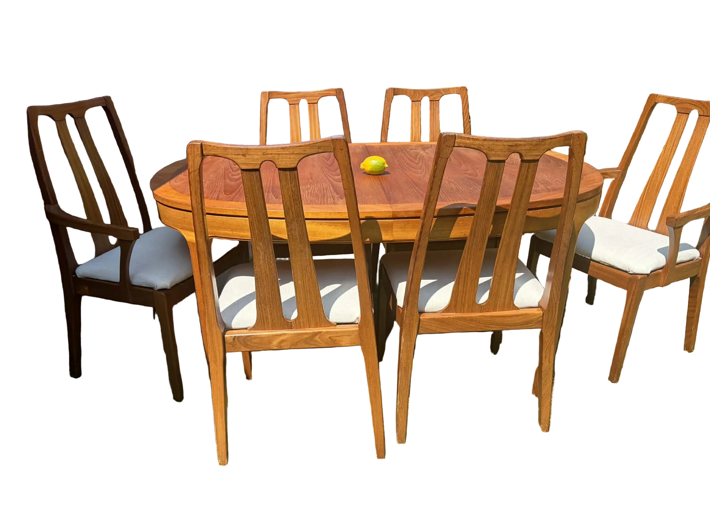 Nathan dining table with 6 chairs extending MCM Teak wood
