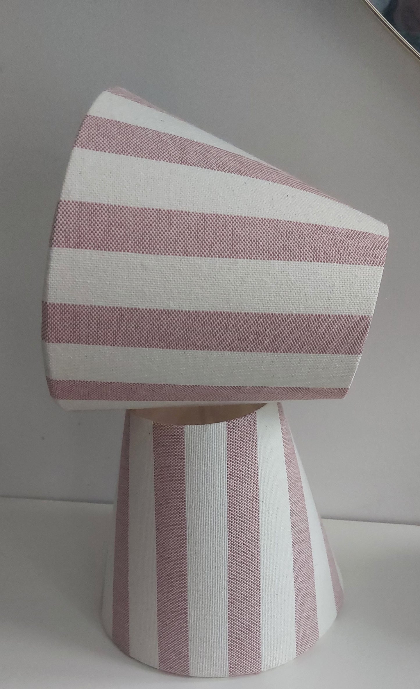 Rose Pink stripes  linen candle clip lampshade