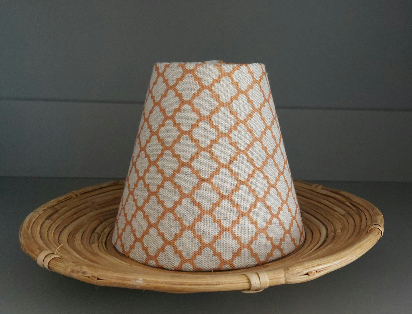 Rust deco linen candle clip lampshade shade.  Coolie 