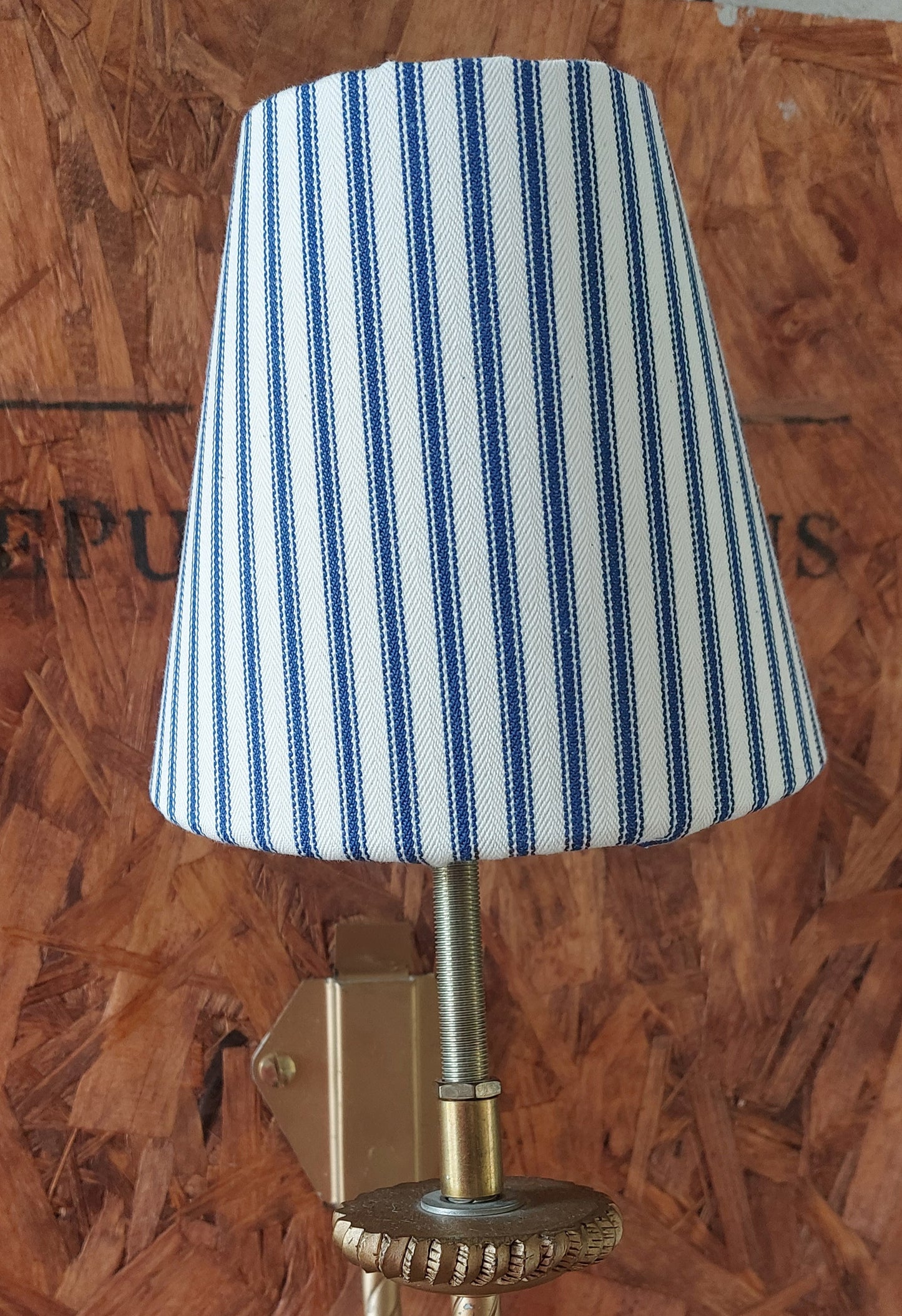 Ian Mankin navy candle clip lampshade.