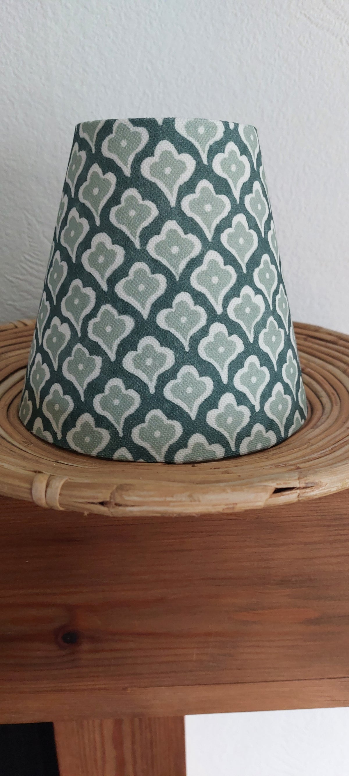 Block pint Sage candle clip lampshade