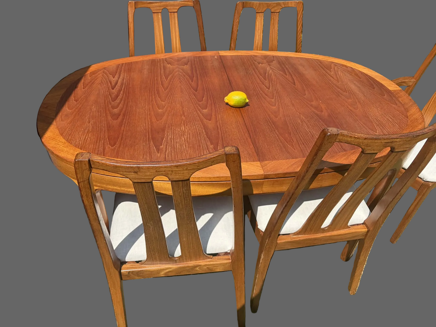 Nathan dining table with 6 chairs extending MCM Teak wood