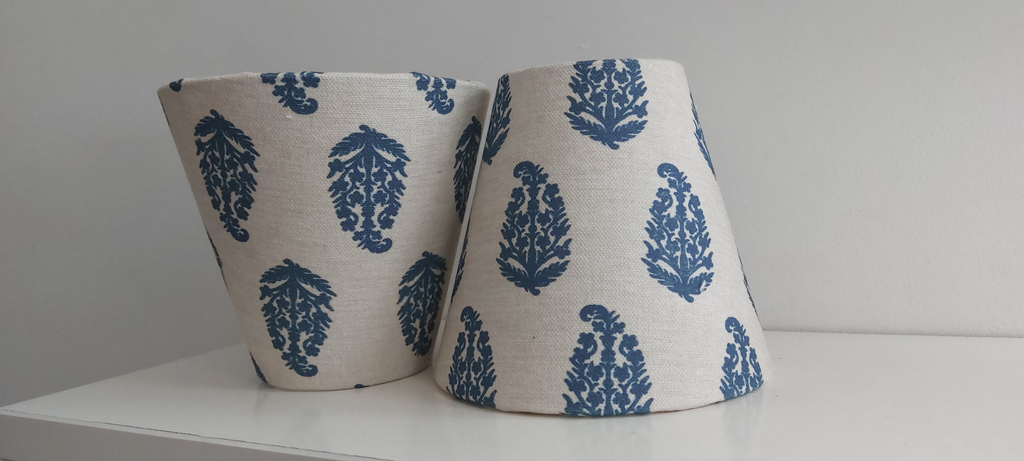 Paisley Indigo Oatmeal Candle Clip Lampshade for Wall Lights Chandeliers