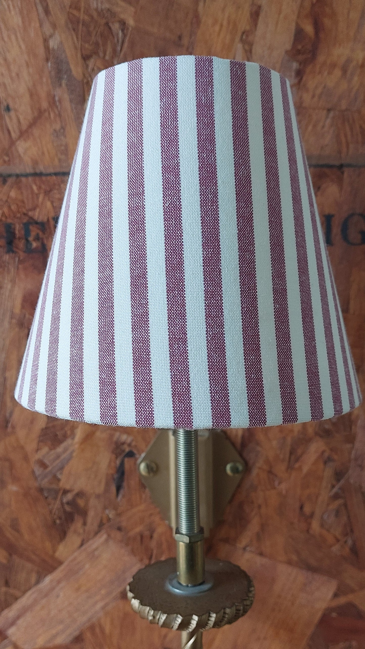 Candy Stripe Burgundy  Candle Clip Lampshade Small Beside